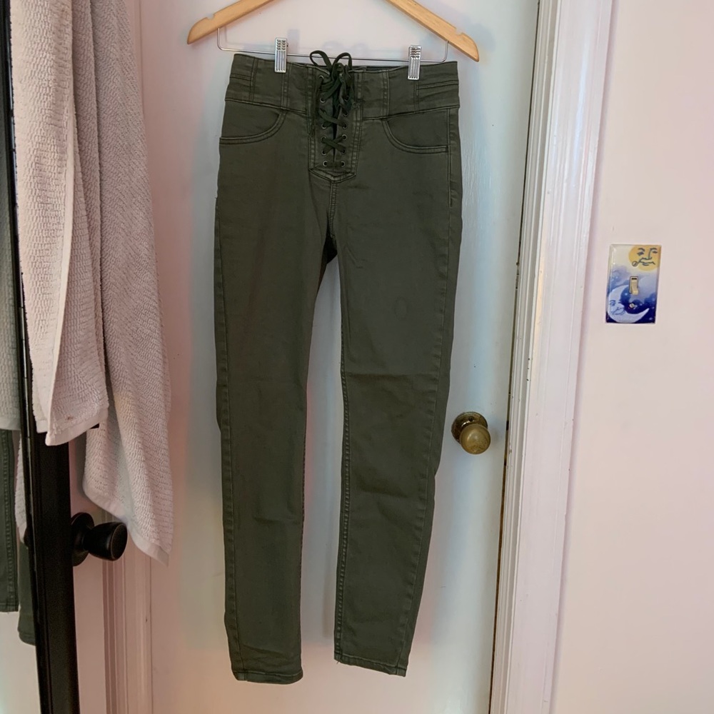 Free People high rise lace up CRVY skinny jeans